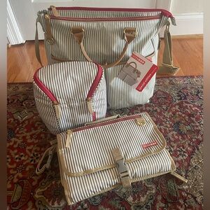 Skip Hop Duo Special Edition Diaper Bag Set in French Stripe